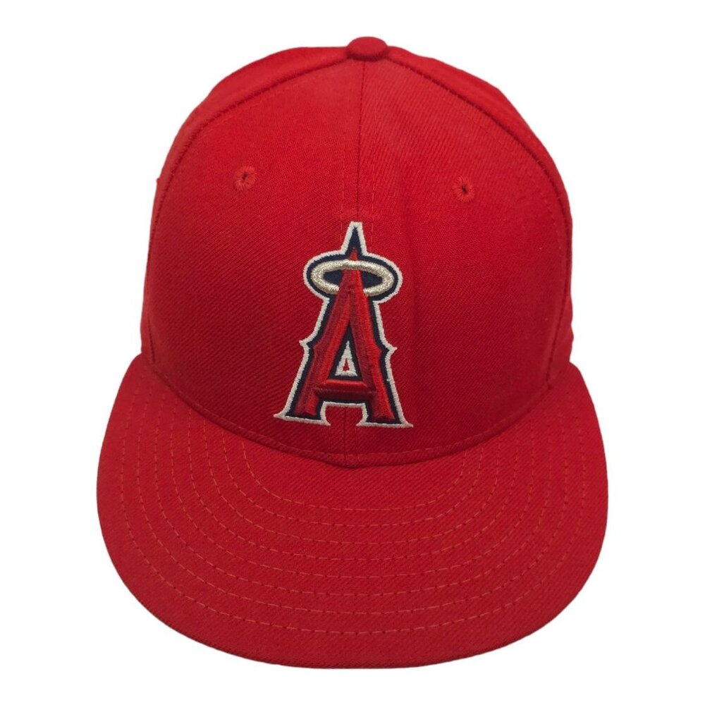 New Era Los Angeles Angels MLB Wool Fitted Cap 7 1/8 USA Made Hologram Hat